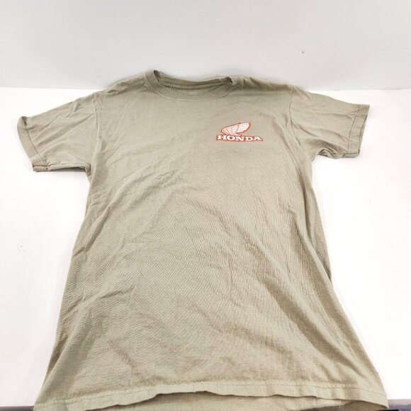 Honda Racing Team Checkered Flag Cotton T-Shirt Mens Small Beige Official - Picture 2 of 10